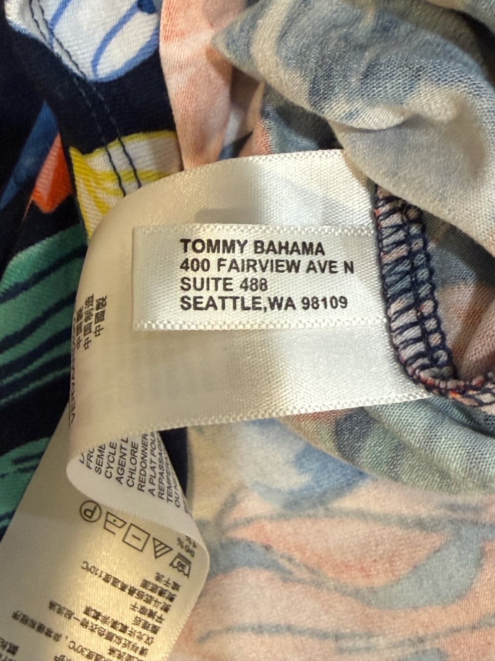 Tommy Bahama Navy Hibiscus Shift Dress with Coral and Green Accents - Picture 8 of 10